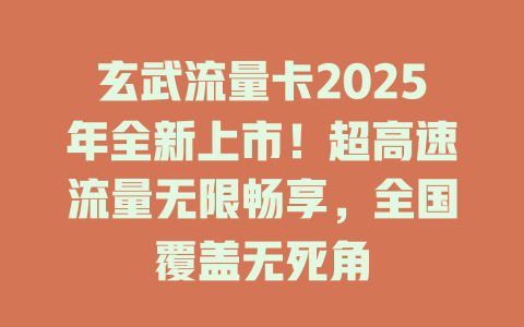 玄武流量卡2025年全新上市！超高速流量无限畅享，全国覆盖无死角