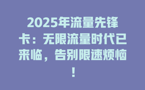 2025年流量先锋卡：无限流量时代已来临，告别限速烦恼！