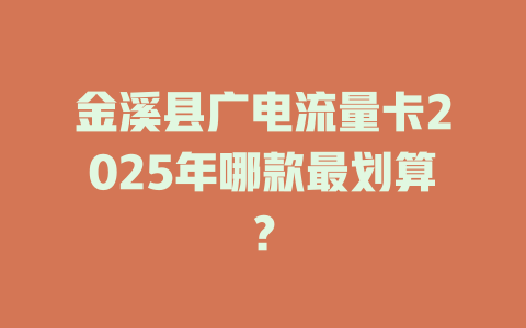 金溪县广电流量卡2025年哪款最划算？
