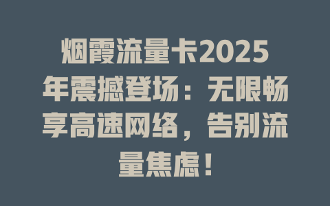 烟霞流量卡2025年震撼登场：无限畅享高速网络，告别流量焦虑！