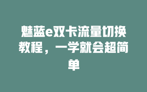 魅蓝e双卡流量切换教程，一学就会超简单