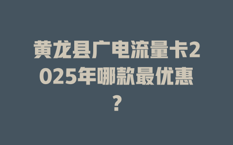 黄龙县广电流量卡2025年哪款最优惠？