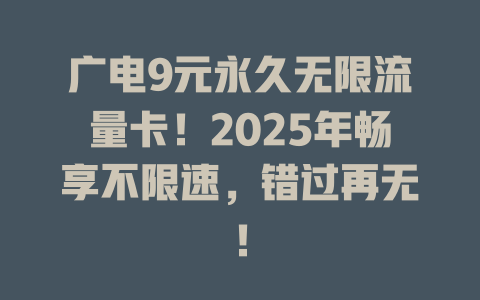 广电9元永久无限流量卡！2025年畅享不限速，错过再无！