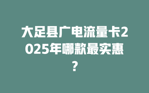大足县广电流量卡2025年哪款最实惠？