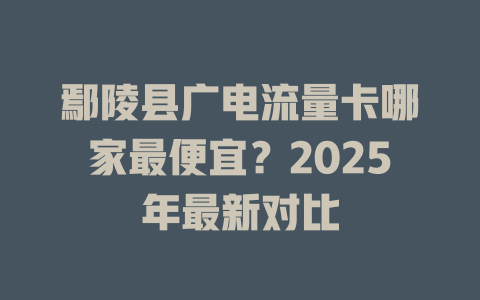鄢陵县广电流量卡哪家最便宜？2025年最新对比