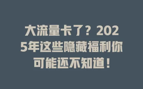 大流量卡了？2025年这些隐藏福利你可能还不知道！