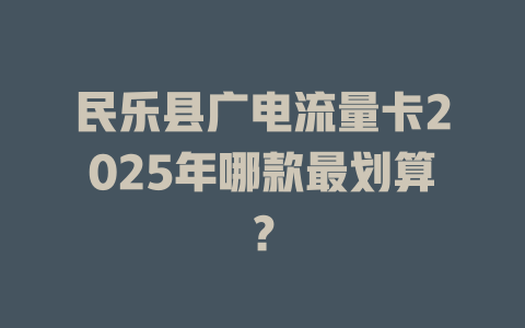 民乐县广电流量卡2025年哪款最划算？
