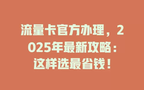 流量卡官方办理，2025年最新攻略：这样选最省钱！
