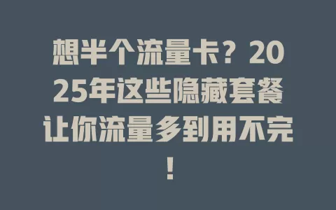 想半个流量卡？2025年这些隐藏套餐让你流量多到用不完！