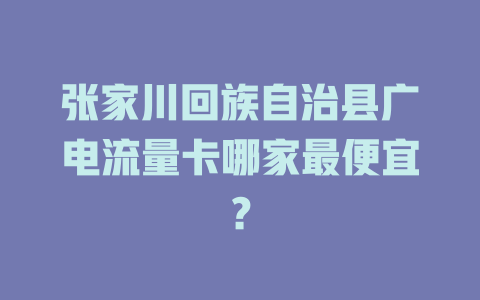 张家川回族自治县广电流量卡哪家最便宜？