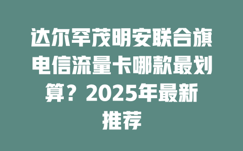 达尔罕茂明安联合旗电信流量卡哪款最划算？2025年最新推荐