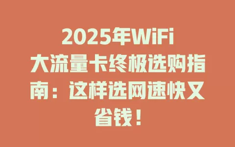 2025年WiFi大流量卡终极选购指南：这样选网速快又省钱！