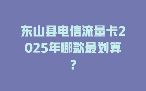 东山县电信流量卡2025年哪款最划算？