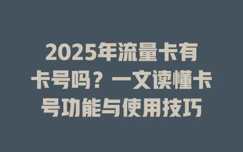 2025年流量卡有卡号吗？一文读懂卡号功能与使用技巧