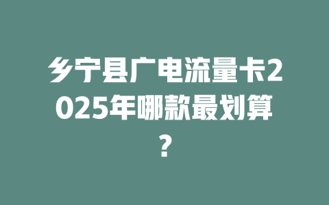 乡宁县广电流量卡2025年哪款最划算？