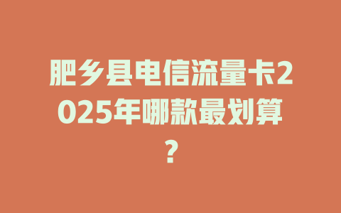 肥乡县电信流量卡2025年哪款最划算？