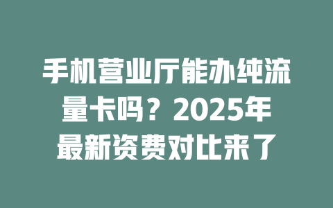 手机营业厅能办纯流量卡吗？2025年最新资费对比来了