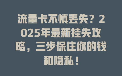 流量卡不慎丢失？2025年最新挂失攻略，三步保住你的钱和隐私！