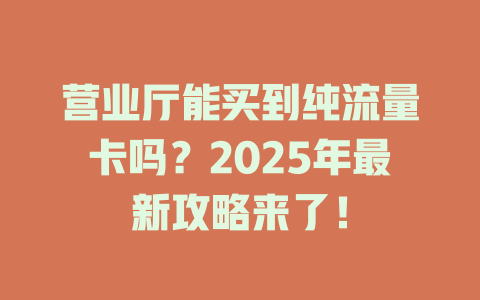 营业厅能买到纯流量卡吗？2025年最新攻略来了！