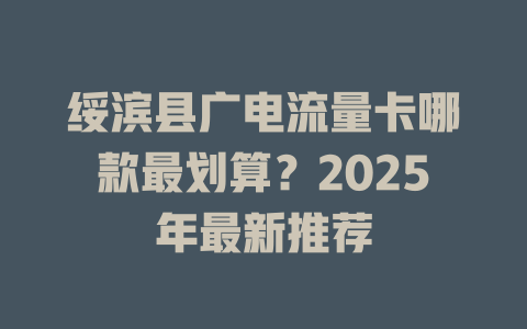 绥滨县广电流量卡哪款最划算？2025年最新推荐