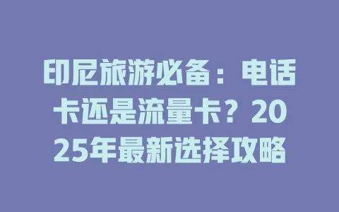 印尼旅游必备：电话卡还是流量卡？2025年最新选择攻略
