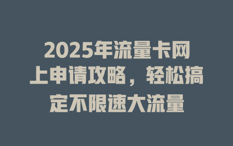 2025年流量卡网上申请攻略，轻松搞定不限速大流量
