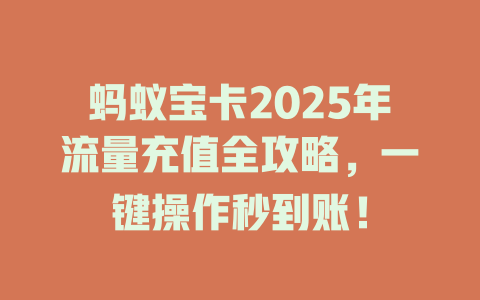 蚂蚁宝卡2025年流量充值全攻略，一键操作秒到账！