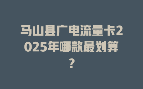 马山县广电流量卡2025年哪款最划算？