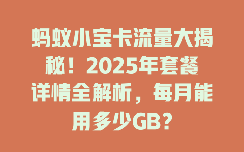 蚂蚁小宝卡流量大揭秘！2025年套餐详情全解析，每月能用多少GB？