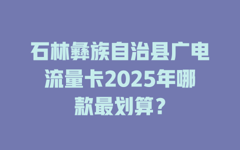 石林彝族自治县广电流量卡2025年哪款最划算？