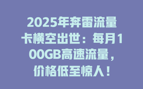 2025年奔雷流量卡横空出世：每月100GB高速流量，价格低至惊人！
