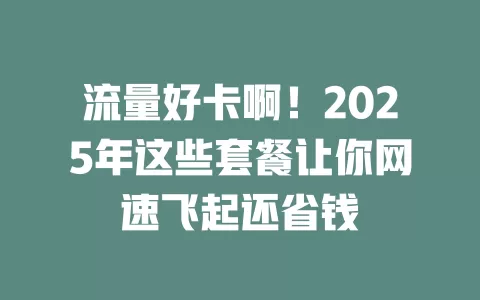 流量好卡啊！2025年这些套餐让你网速飞起还省钱