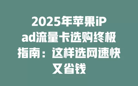 2025年苹果iPad流量卡选购终极指南：这样选网速快又省钱