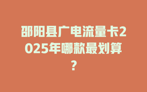 邵阳县广电流量卡2025年哪款最划算？