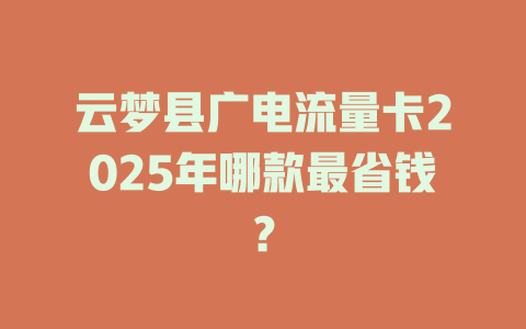 云梦县广电流量卡2025年哪款最省钱？