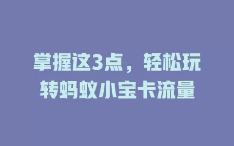 掌握这3点，轻松玩转蚂蚁小宝卡流量