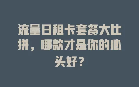 流量日租卡套餐大比拼，哪款才是你的心头好？