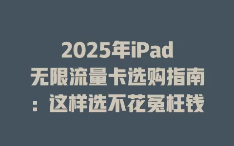 2025年iPad无限流量卡选购指南：这样选不花冤枉钱