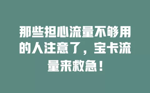 那些担心流量不够用的人注意了，宝卡流量来救急！