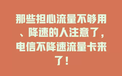 那些担心流量不够用、降速的人注意了，电信不降速流量卡来了！