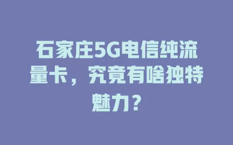 石家庄5G电信纯流量卡，究竟有啥独特魅力？