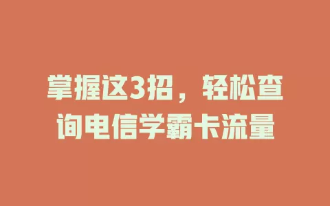 掌握这3招，轻松查询电信学霸卡流量