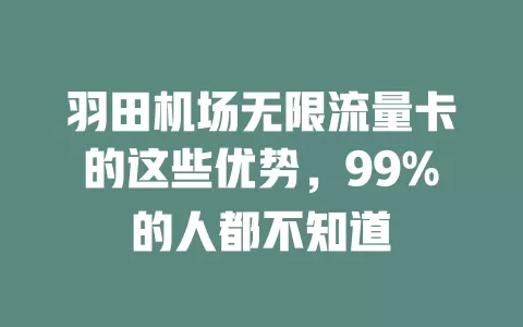 羽田机场无限流量卡的这些优势，99%的人都不知道
