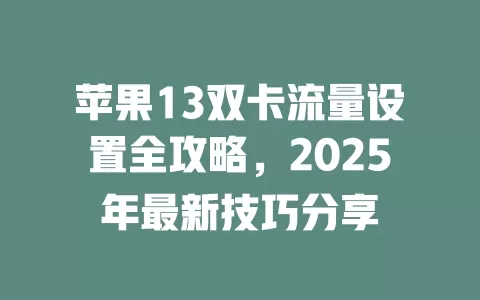 苹果13双卡流量设置全攻略，2025年最新技巧分享
