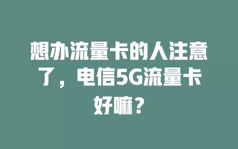 想办流量卡的人注意了，电信5G流量卡好嘛？
