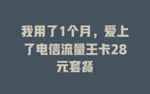 我用了1个月，爱上了电信流量王卡28元套餐