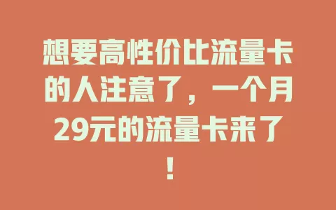 想要高性价比流量卡的人注意了，一个月29元的流量卡来了！