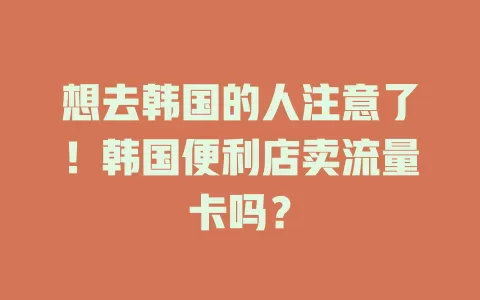 想去韩国的人注意了！韩国便利店卖流量卡吗？