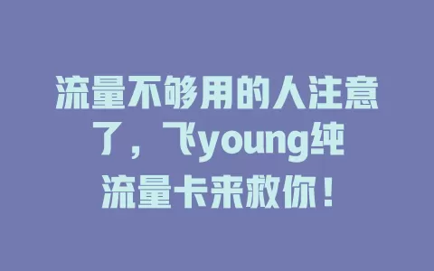 流量不够用的人注意了，飞young纯流量卡来救你！