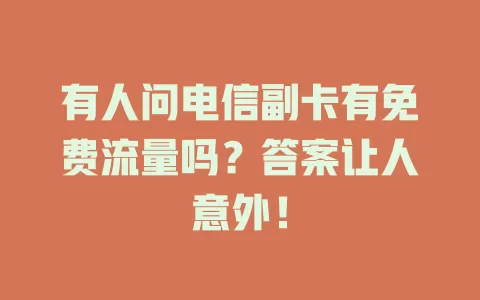 有人问电信副卡有免费流量吗？答案让人意外！
